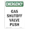 Signmission Safety Sign, OSHA EMERGENCY, 24" Height, Rigid Plastic, Gas Shutoff Valve Push, Portrait OS-EM-P-1824-V-10501 - alternate 1